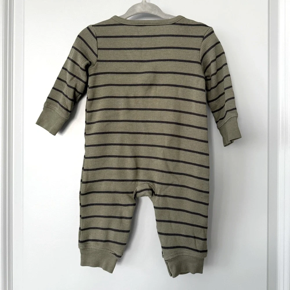Carter's Green Striped Baby One Piece Romper Jumpsuit